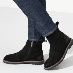 Birkenstock Black Suede Ankle Zip Booties